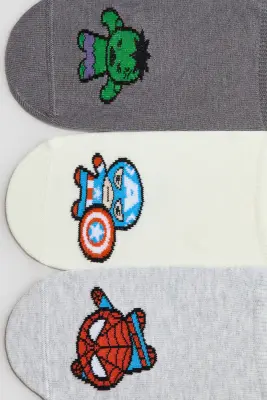 Lot de 5 paires de chaussettes invisibles - Gris foncé/Marvel Comics