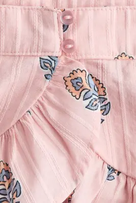 Ensemble 2 pièces volanté en coton - Rose ancien/motif