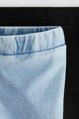Lot de 2 jeggings évasés - Noir/bleu denim clair