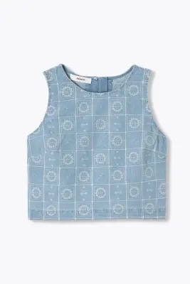 Crop top en jean brodé