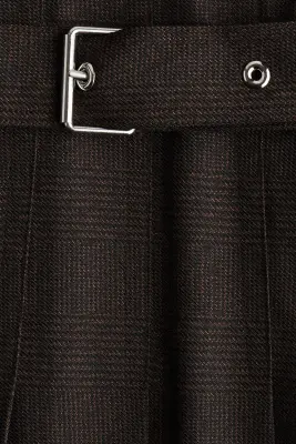 Jupe plissée avec ceinture - Marron foncé