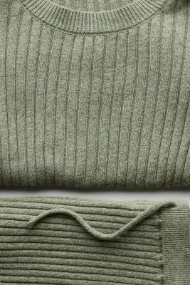 Ensemble 2 pièces en coton à côtes larges - Vert kaki