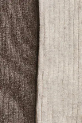 Lot de 2 collants en maille côtelée - Marron/beige clair
