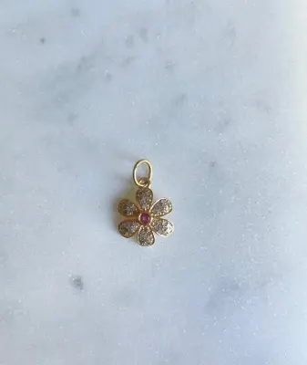 Nouveau ! ROOM SERVICE JEWELRY Pendentif  Flower Tourmaline  Diamants