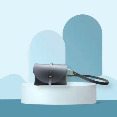 Petit Sac Bandoulière en Cuir Marine