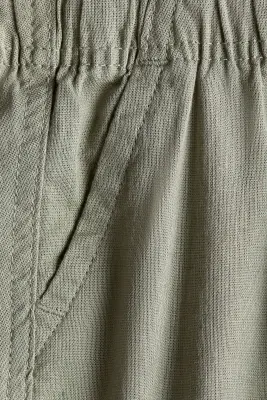 Short en lin mélangé - Vert kaki clair