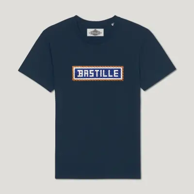 T-SHIRT COTON BIO BRODÉ - BASTILLE - NAVY