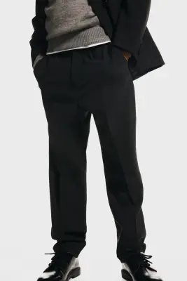 Pantalon de costume en laine mélangée - Noir