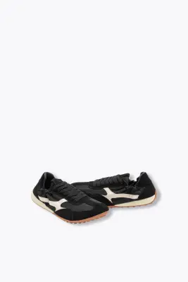 Baskets en cuir et toile Femme