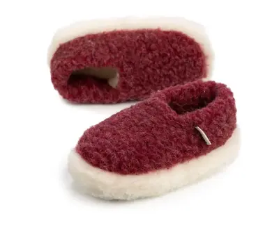 Chaussons en laine Rouge foncé