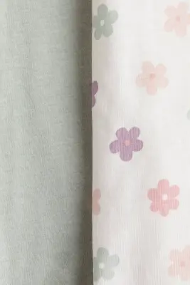 Lot de 2 pyjamas à motif en coton - Vert ancien clair/fleuri