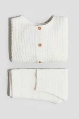 Ensemble 2 pièces en maille fine - Blanc