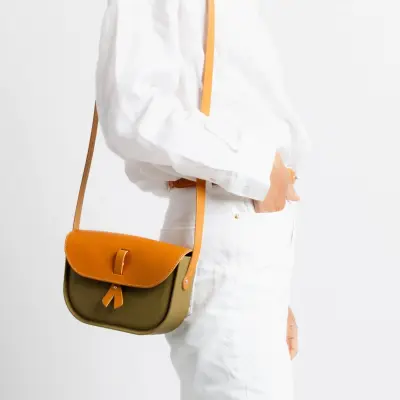 Sac à main bandoulière Kaki en supergomme® et cuir