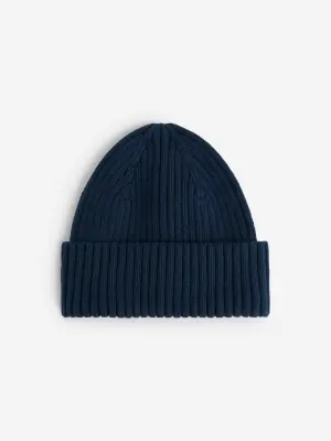 Bonnet en tricot côtelé - Bleu foncé