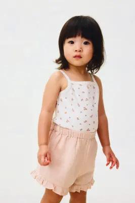 Short en mousseline de coton - Rose ancien clair