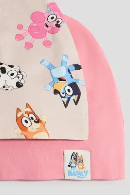 Lot de 2 bonnets en coton - Rose/Bluey