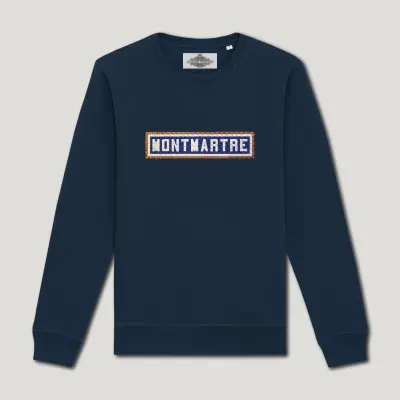 SWEAT-SHIRT COTON BIO BRODÉ - MONTMARTRE - NAVY