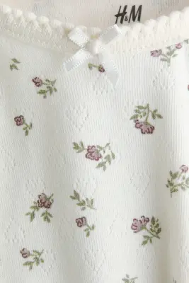 Lot de 2 bodies en pointelle de coton - Violet ancien/fleuri