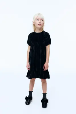 Robe en velours frappé - Noir