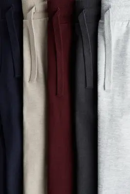 Lot de 5 pantalons jogger en jersey de coton - Gris clair chiné/rouge foncé