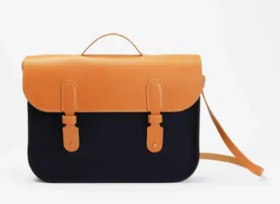 Porte-documents en toile et cuir - Marine