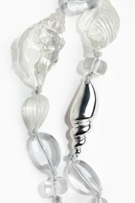 Collier cordon avec perles fantaisie - Transparent