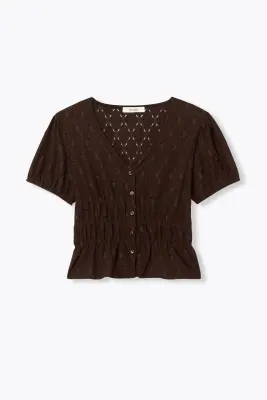 T-shirt smocké ajouré Femme