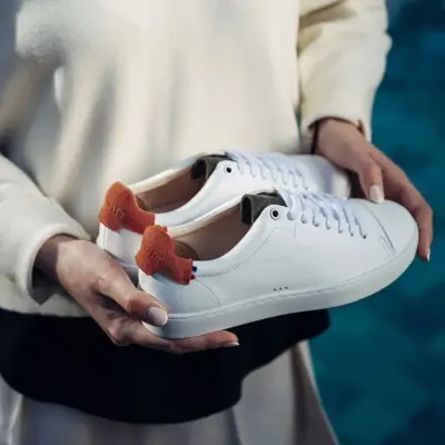 Baskets Abélia Blanc Orange Kaki