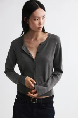 Gilet en maille fine - Gris foncé chiné