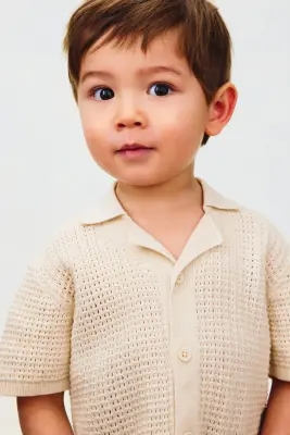 Ensemble 2 pièces en pointelle de coton - Beige clair