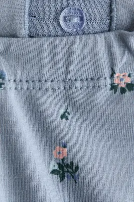 Legging imprimé en coton - Bleu ancien clair/fleuri