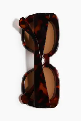 Lunettes de soleil carrées - Marron/motif écaille de tortue