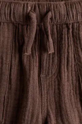 Pantalon en mousseline de coton - Marron foncé