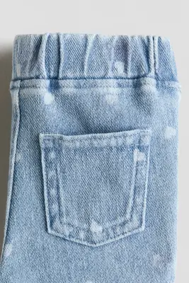 Legging évasé en jersey - Bleu denim clair/cœurs