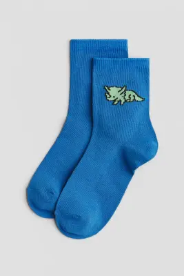 Lot de 7 paires de chaussettes - Bleu/dinosaures