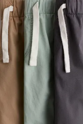 Lot de 3 shorts en coton - Gris/vert clair