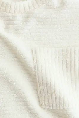 Ensemble 2 pièces en tissu éponge côtelé - Crème