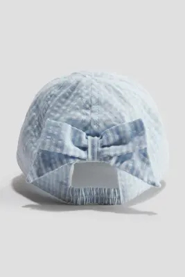 Casquette en coton avec application - Bleu clair/fraise