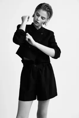 Blazer court à fermeture croisée - Noir