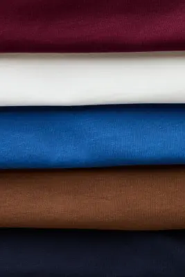 Lot de 5 tops en coton - Bleu marine/bleu/rouge prune