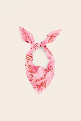 Foulard Kelly nœuds rose et rouge