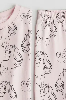 Pyjama imprimé en coton - Rose clair/licornes
