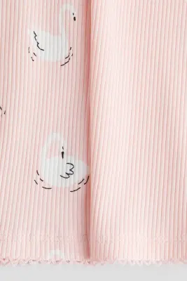 Lot de 2 shorts cycliste côtelés - Rose clair/cygnes