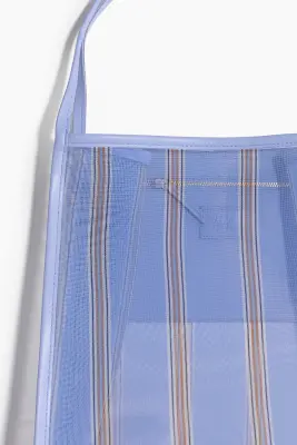 Tote bag en mesh - Bleu clair/rayé