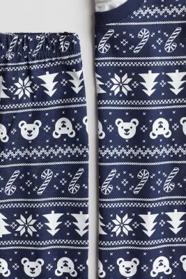 Pyjama imprimé en coton - Bleu foncé/motif