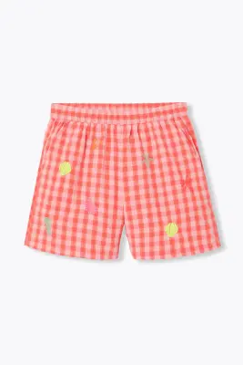 Short brodé à carreaux Femme
