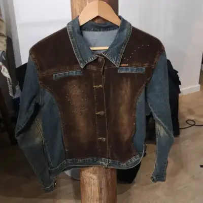 Veste en jean et velours marron