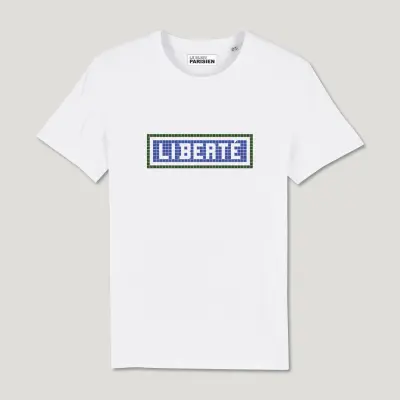TEE SHIRT COTON BIO IMPRIMÉ - LIBERTÉ - BLANC