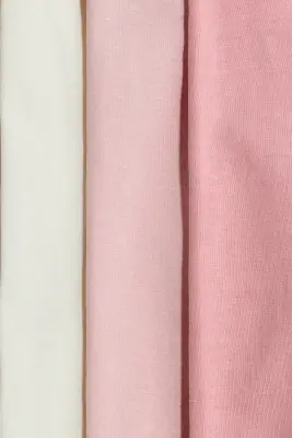 Lot de 3 leggings en coton - Rose clair/blanc