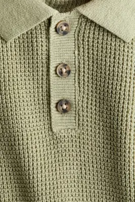 Polo en maille de coton - Vert kaki clair